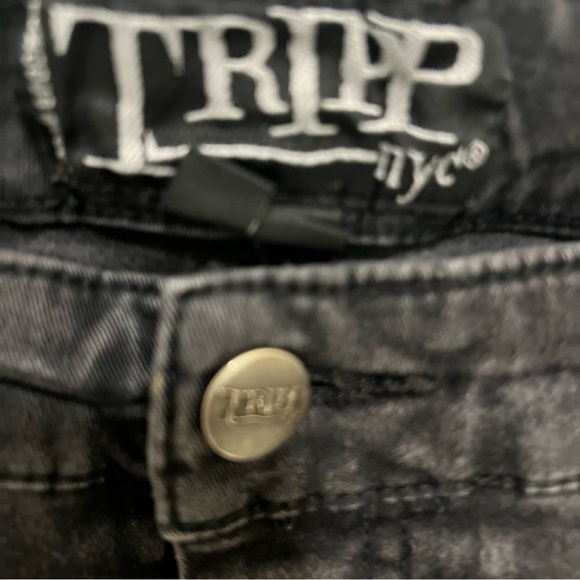 Tripp NYC Black Denim Short Jeans Pants Capri 20 Grunge Goth - Picture 2 of 7